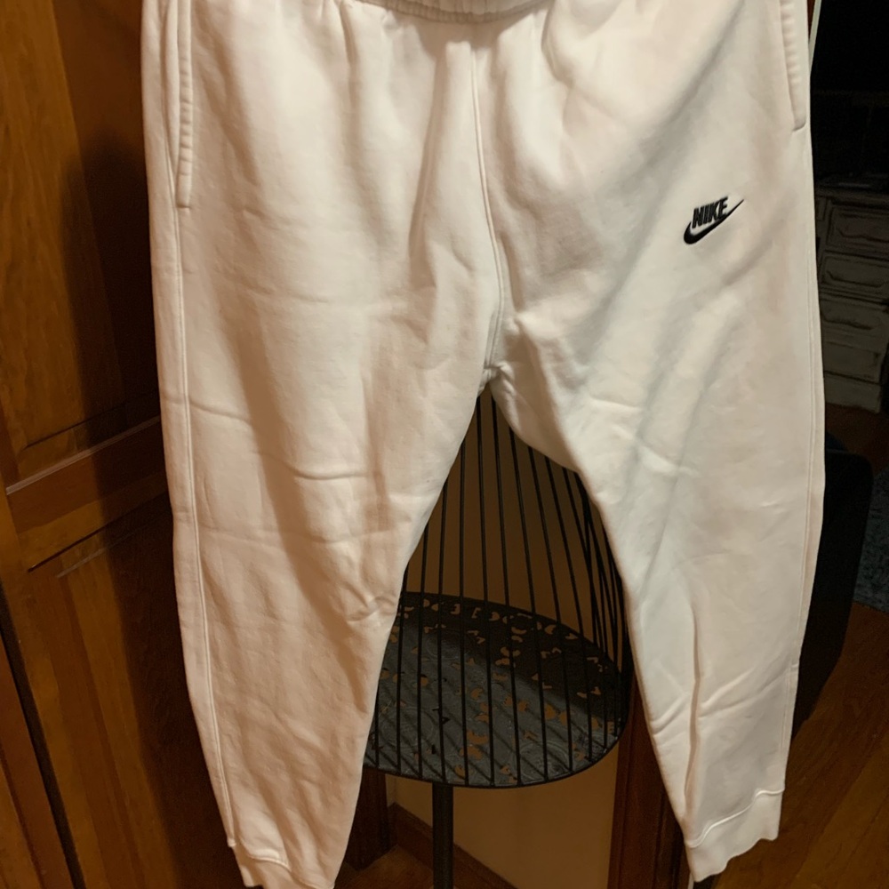 Nike White Joggers with Tapered Legs and Soft Fabric